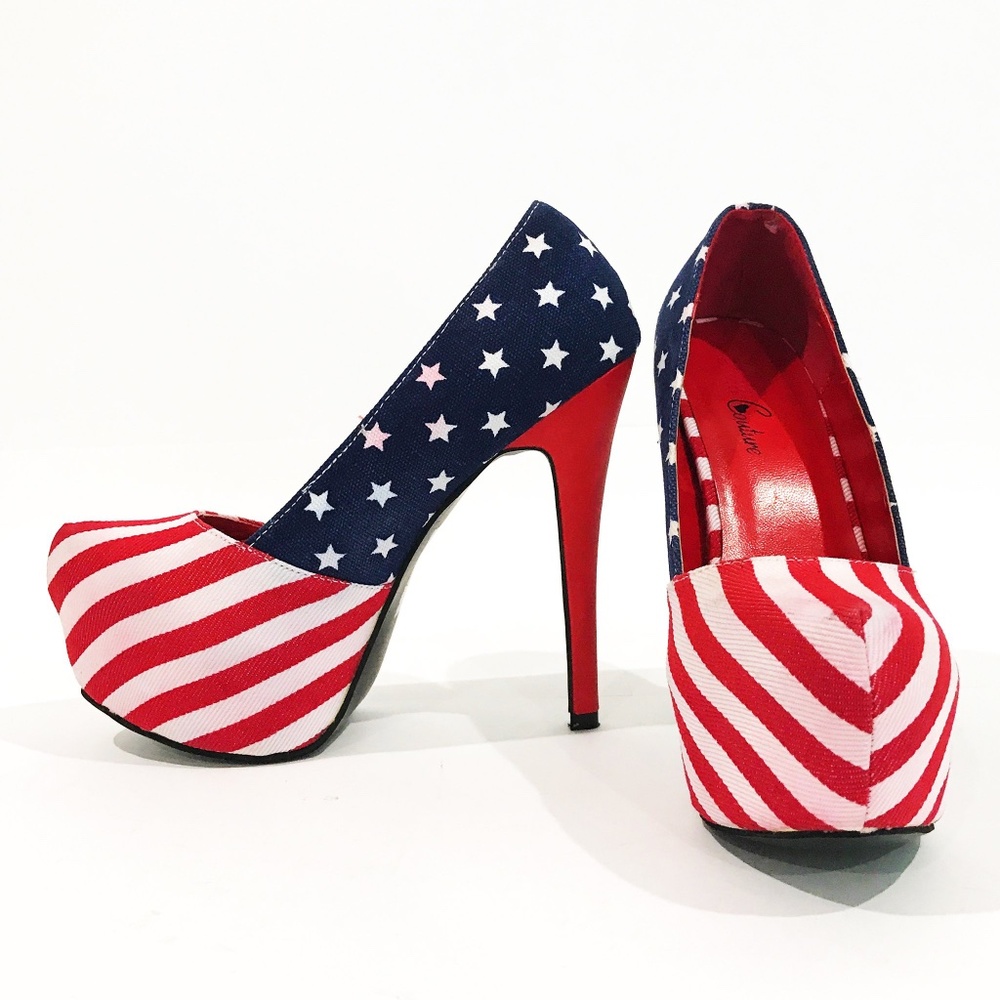 American Flag Platform Heels
